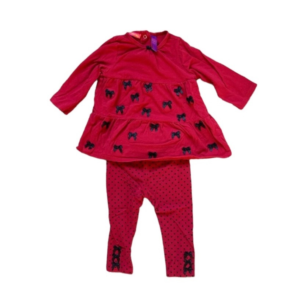 🎉 GREENDOG Red Black Bow Polka Dot Set, size 24m